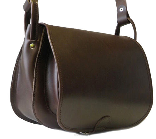 Torebka listonoszka mała, myśliwska, skóra juchtowa 0403 Brown