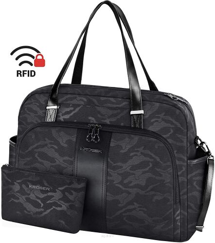 Damska TORBA BIZNESOWA NA LAPTOP 15,6 KROSER, Wodoodporna z zabezpieczeniem RIFD Kamuflaż