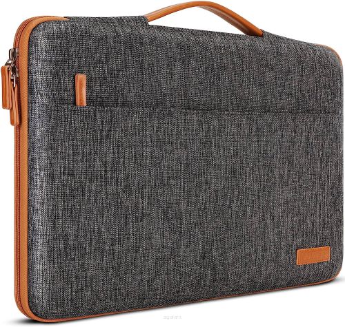 Wodoodporny elegancki pokrowiec na laptop marki DOMISO - torba na laptopa z rączką 13,3/14/15/17 cali, LP-09 Szary-brązowy