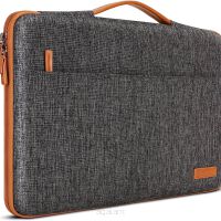 Wodoodporny elegancki pokrowiec na laptop marki DOMISO - torba na laptopa z rączką 13,3/14/15/17 cali, LP-09 Szary-brązowy