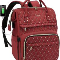 Miejski plecak na laptopa 15,6 z portem USB, wodoodporny, do szkoły, na uczelnię, torba LoveVook, czerwony