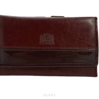Elegancki skórzany bordowy portfel, portmonetka damska z zamknięciem biglowym PD-P45/A
