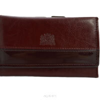 Elegancki skórzany bordowy portfel, portmonetka damska z zamknięciem biglowym PD-P45/A