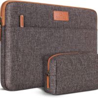 Wodoodporny pokrowiec na laptop marki DOMISO - torba na laptopa z saszetką 13,3/14/15/17 cali, LP10S brązowy