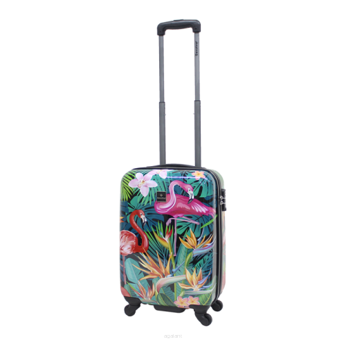 WALIZKA podróżna na 4 kółkach, MAŁA kabinowa,  SAXOLINE Exotic Flamingo