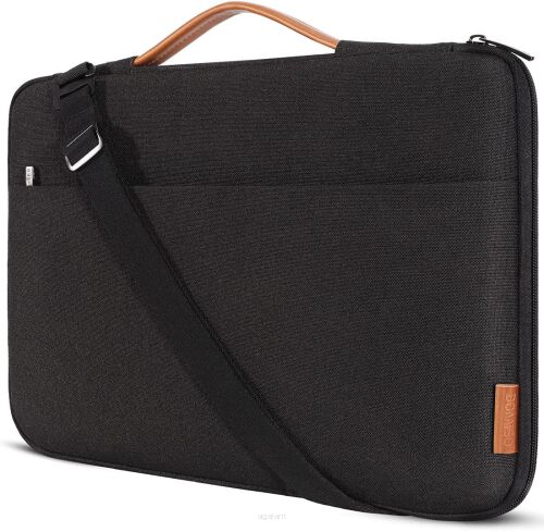 Wodoodporny pokrowiec na laptop z odpinanym paskiem marki DOMISO - torba na laptopa 13,3/14/15/17 cali, LP07 Czarny