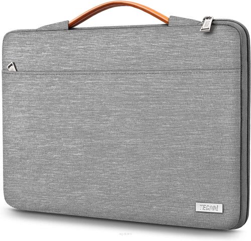 Wodoodporny elegancki pokrowiec na laptop marki TECOOL - Jasno szary, torba na laptopa z rączką 15,6 cala