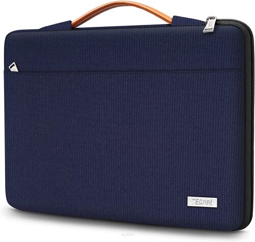Wodoodporny elegancki pokrowiec na laptop marki - Granatowa torba na laptopa z rączką 15,6 cala
