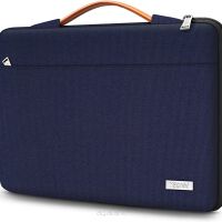 Wodoodporny elegancki pokrowiec na laptop marki - Granatowa torba na laptopa z rączką 15,6 cala