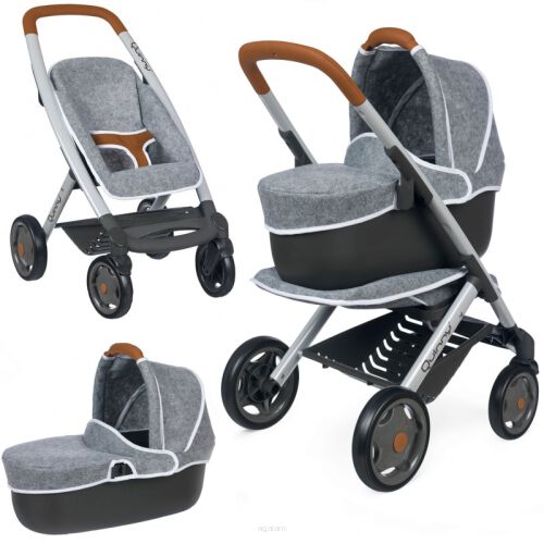 Smoby Wózek 3w1 Spacerówka Gondola Maxi Cosi Filcowy dla Lalek