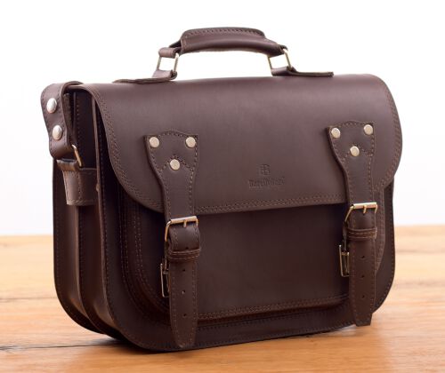 Torba skórzana BarellyBags Vintage Casablanca, torebka listonoszka, Kasztanowy brąz
