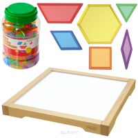 MASTERKIDZ Panel Skrzynia LED Sensoryczna + Klocki Montessori Mozaika 140 el.