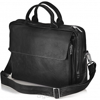 Biznesowa, skórzana torba na laptop 15,6", SL-30 Solier, Czarna