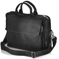 Biznesowa, skórzana torba na laptop 15,6", SL-30 Solier, Czarna
