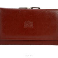 Elegancki skórzany czerwony portfel, portmonetka damska z zamknięciem biglowym PD-P45/A