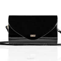 Elegancka kopertówka FELICE, błyszcząca, wzór F15, czarna