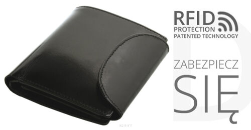 Portfel damski skórzany z zabezpieczeniem skanowania kart  RFID PROTECTION PD-357 Czarny