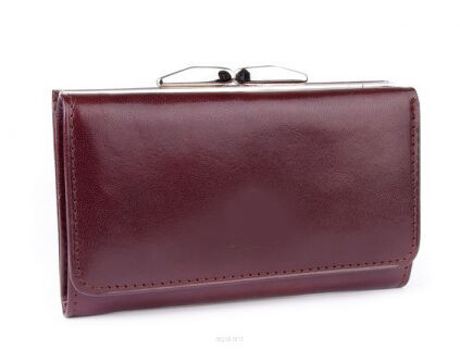 Elegancki portfel damski z biglem, skórzany PD-003 S Brązowy