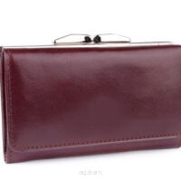 Elegancki portfel damski z biglem, skórzany PD-003 S Brązowy