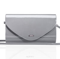 Elegancka kopertówka FELICE, błyszcząca, wzór F15, szara