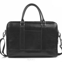 Biznesowa, skórzana torba na laptop 15,6", SL-02 Solier, Czarna
