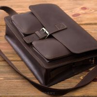 Torba skórzana Vintage z paskiem na ramię BarellyBags, Mexico Slim, Kasztanowy brąz, XXL