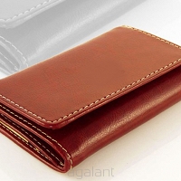 Elegancki portfel damski z biglem, skórzany PD-006B Bordowy