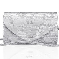 Elegancka kopertówka w wężową skórę, FELICE wzór F15, srebrna