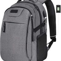 Wodoodporny biznesowy plecak na laptopa 15,6" z wbudowanym portem USB  firmy KROSER, jasnoszary 