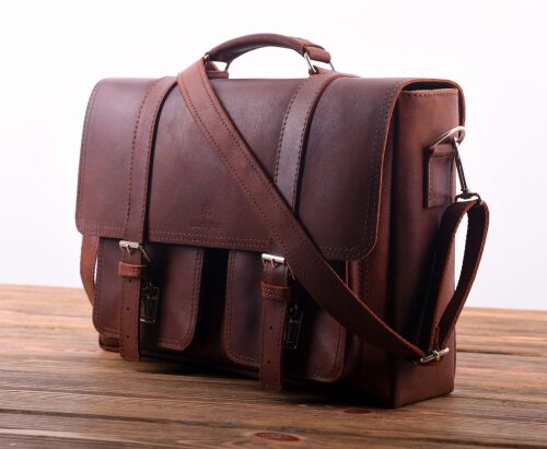 Teczka biznesowa skórzana BarellyBags-Tabaka Ruda-L