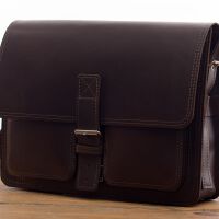 Torba skórzana z paskiem na ramię BarellyBags, Mexico, Kasztanowy brąz, L
