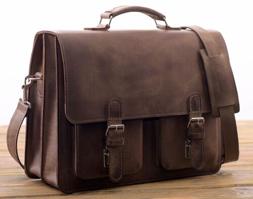 Torba skórzana męska Arabik w stylu Vintage, kolor brąz barka