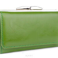 Elegancki portfel damski z biglem, skórzany PD-003 BV Zielony