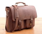 Męska teczka skórzana z miejscem na laptopa, torba Vintage BarellyBags - wzór Retro Brown, kolor Brąz Barka-M