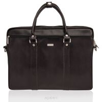 Skórzana torba biznesowa SOLIER, na laptopa, SL03 KILBRIDGE, ciemny brąz