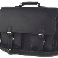Teczka skórzana BarellyBags- Dark Black-L  Czarny Mat