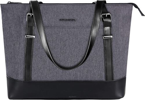 Damska TORBA BIZNESOWA NA LAPTOP 15,6 KROSER, Wodoodporna z zabezpieczeniem RIFD LS-789 jasno szary
