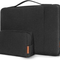 Wodoodporny pokrowiec na laptop z saszetką marki DOMISO - torba na laptopa 13,3/14/15/17 cali, LP07 Czarny