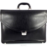 Skórzana teczka biznesowa z organizerem, aktówka z miejscem na laptop, 16 cali wzór Stefania ST-580DW Black