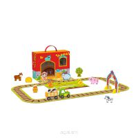 TOOKY TOY Drewniana Farma w Walizce Figurki Pojazdy