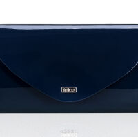 Elegancka kopertówka FELICE, błyszcząca, wzór F15, granatowa