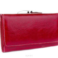 Elegancki portfel damski z biglem, skórzany PD-003 BV Bordowy