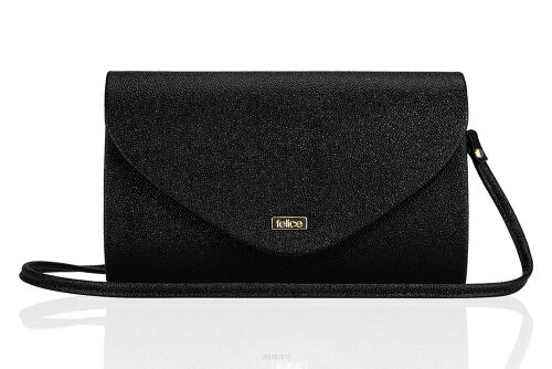 Elegancka kopertówka brokatowa, FELICE wzór F15, czarna