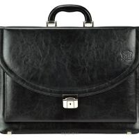 Skórzana teczka biznesowa z organizerem, aktówka z miejscem na laptop, 16 cali wzór Stefania ST-580BV Black