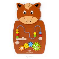 Drewniana Gra z przeplatnką i kołami zębatymi Koń Viga Toys