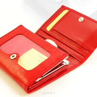 Elegancki portfel damski z biglem, skórzany PD-013 BV Red
