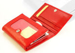 Elegancki portfel damski z biglem, skórzany PD-013 BV Red
