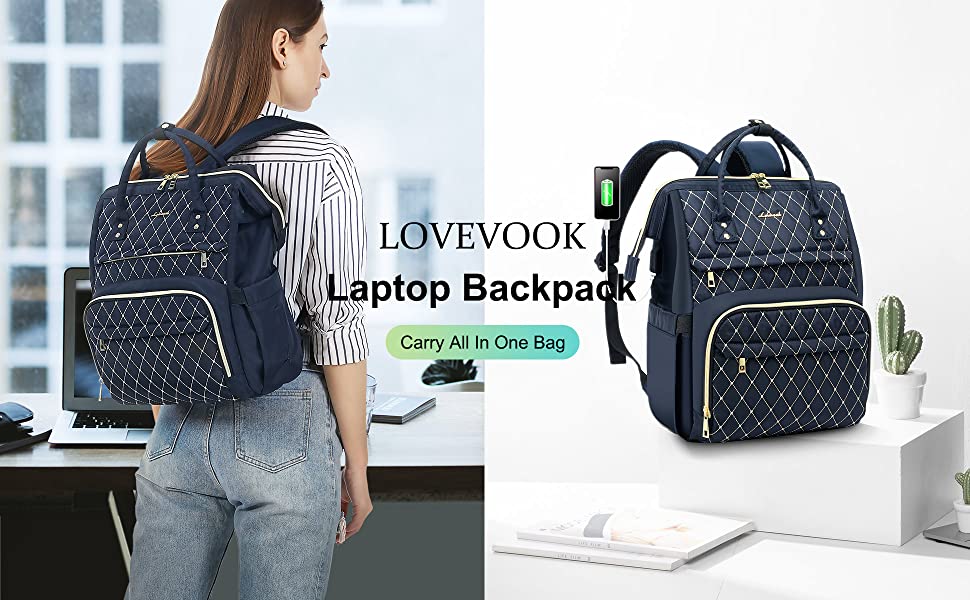 Plecak na laptopa Lovevook w kolorze granatowym